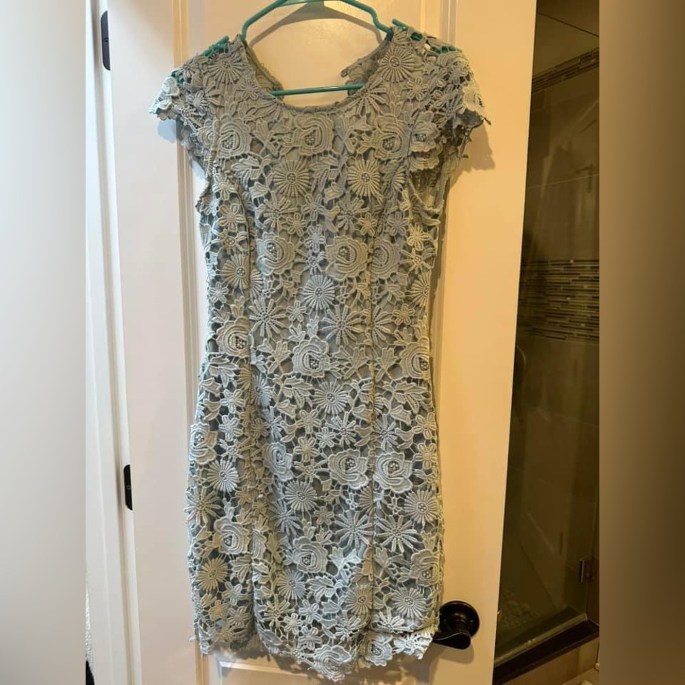 Lulus light blue lace overlay dress